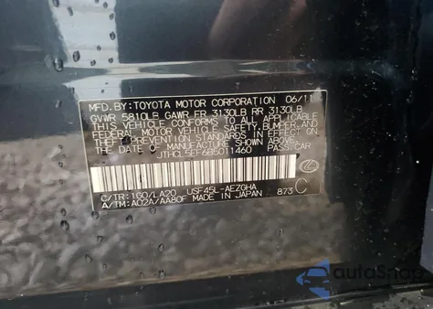 2011 Lexus Ls 460 from USA, damaged, VIN JTHCL5EF6B5011460